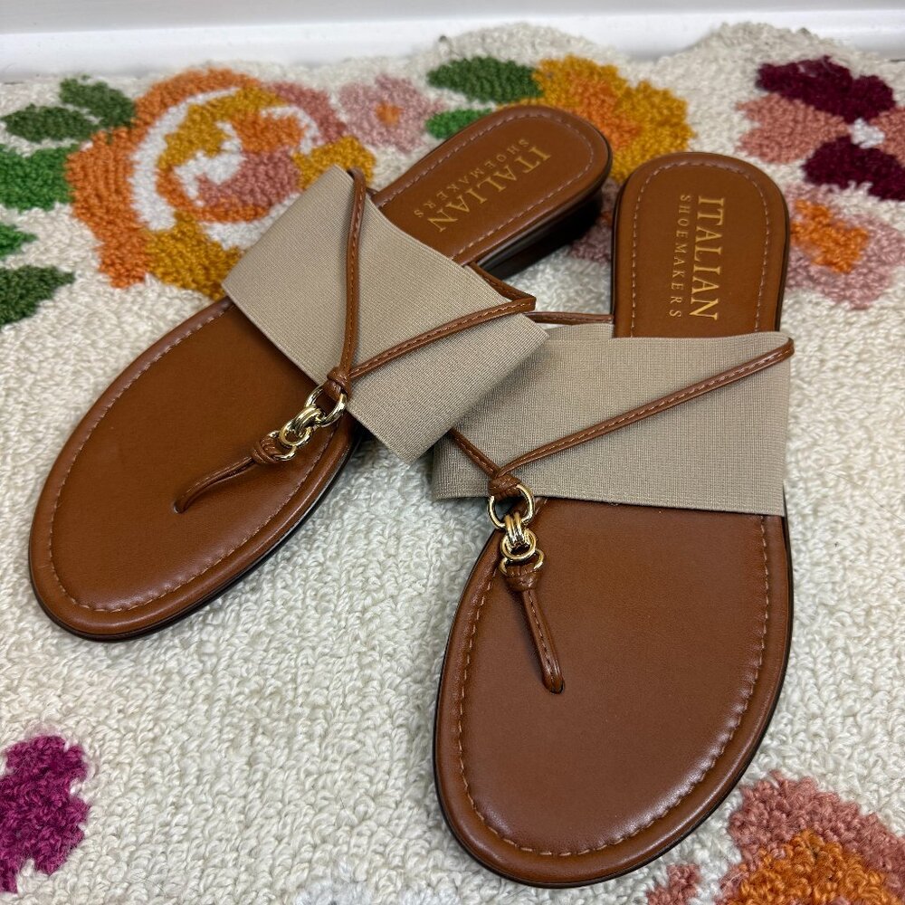 Italian Shoemakers Selah Thong Neutral/Tan Sandal - Size - Women's 9.5 - Picture 2 of 6